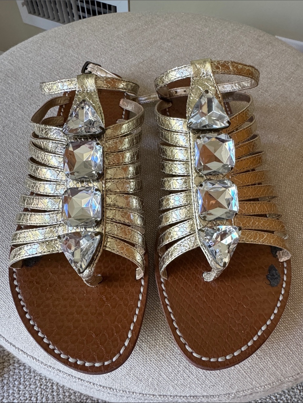 Gold Jeweled Strappy Women's Sandals